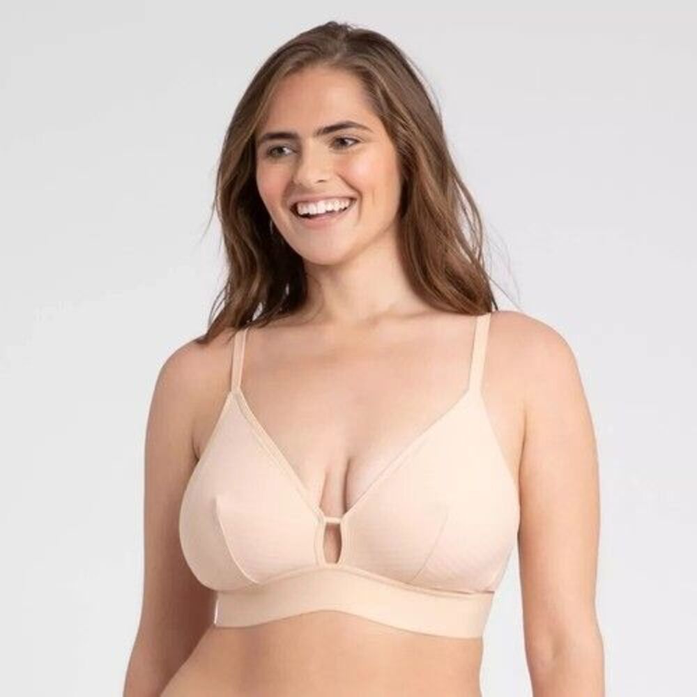 All.You. LIVELY Women's Busty Stripe Mesh Bralette Tan Bra Sz 3